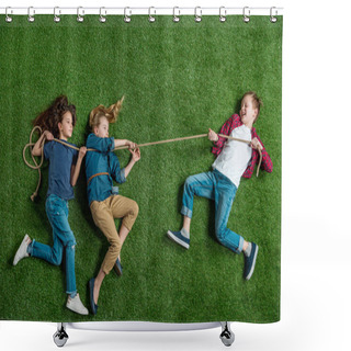 Personality  Children Playing Tug Of War  Shower Curtains