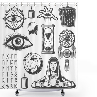 Personality  Vintage Mystic Elements Set Shower Curtains