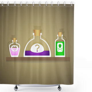 Personality  Vector Illustration Of Bottles With Various Liquids. Shower Curtains