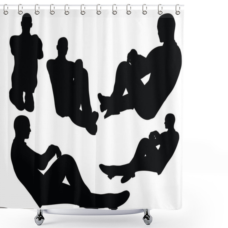 Personality  Boy Silhouette In Sitting Pose Shower Curtains