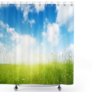 Personality  Field Of Flowers And Sunlight Shower Curtains