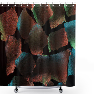 Personality  Abstract Background Of Textured Foil Pieces With Colorful Illumination Isolated On Black Shower Curtains