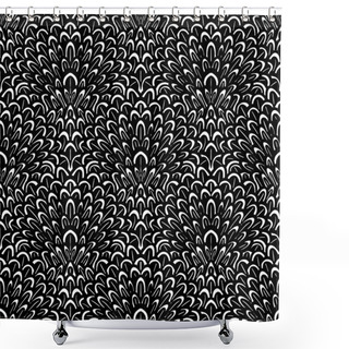 Personality  Art Deco Vector Floral Pattern In Black And White. Shower Curtains