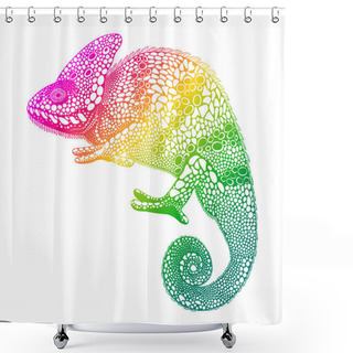 Personality  Zentangle Stylized  Multi Coloured Chameleon. Hand Drawn Reptile Shower Curtains