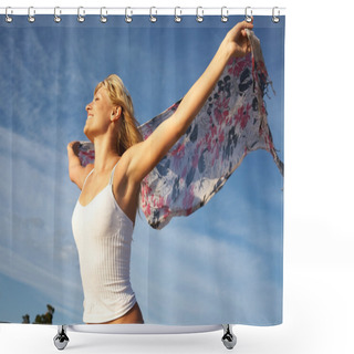 Personality  Happy Woman Shower Curtains