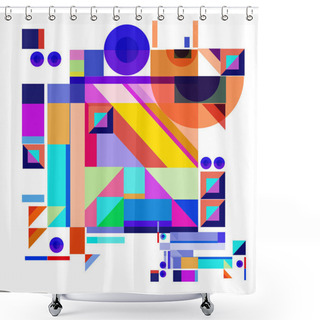 Personality  Trendy Geometric Elements Memphis Colorful And Glowing Design. Retro 90s Style Texture, Pattern And Elements. Modern Abstract Background Design And Cover Template. Shower Curtains