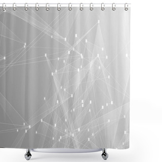 Personality  Abstract Technology And Science Polygonal Space Low Poly Background Tone Gray With Connecting Dots And Lines. Shower Curtains