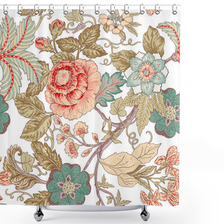 Personality  Vintage Flower Pattern Shower Curtains