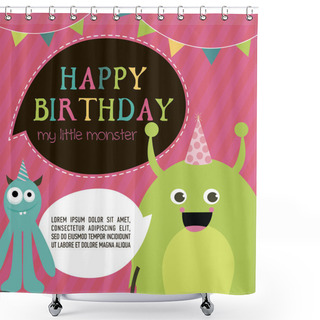 Personality  Monster Birthday Party Invitation Card Shower Curtains