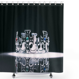 Personality  Antique Silver Crown With Gemstones On Black Shower Curtains
