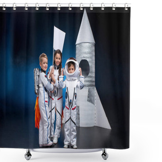 Personality  Kids Playing Astronauts Shower Curtains