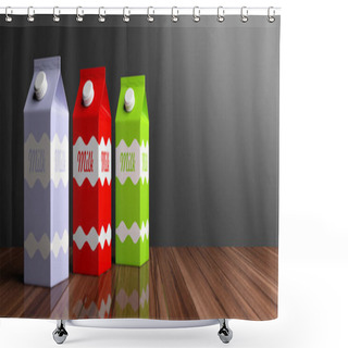 Personality  Milk Carton Boxes. 3d Illustration Shower Curtains