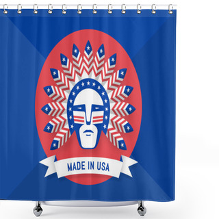 Personality  Icon Of American Man With Indian Chief Feathers On The Head Shower Curtains
