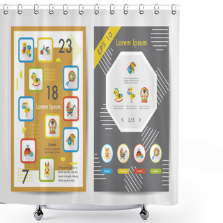 Personality  Baby Icons Set With Long Shadow,eps10 Shower Curtains