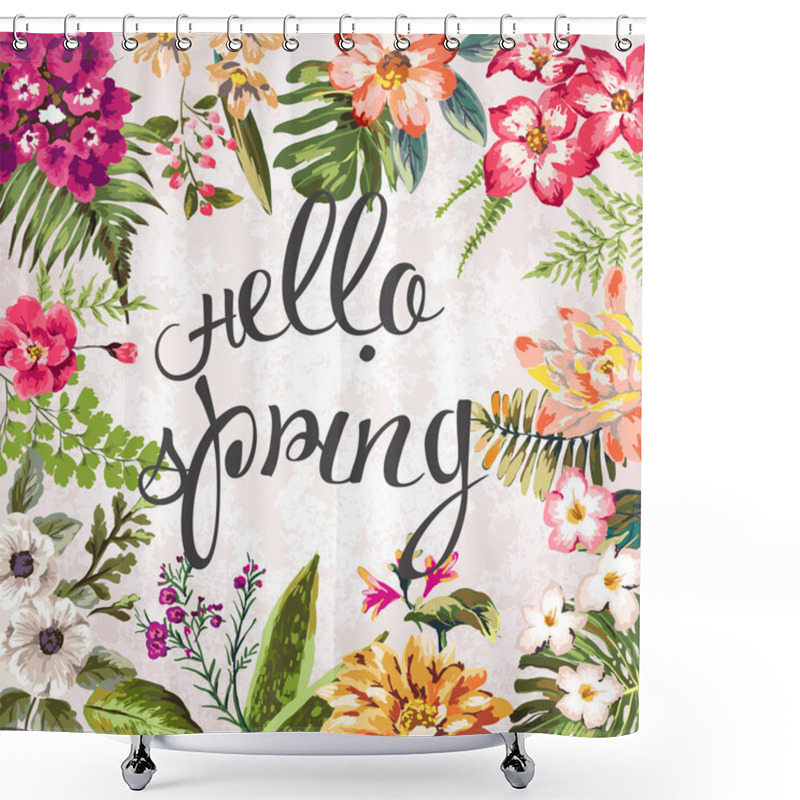Personality  Seasons greeting card vintage flower design vector pattern shower curtains