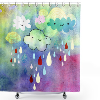 Personality  Funny Clouds And Rain Shower Curtains