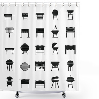 Personality  Grill Brazier Icons Set, Simple Style Shower Curtains