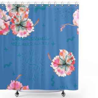 Personality  Memphis Tropic Pattern. Geometric Seamless Exotic Rapport.  Shower Curtains