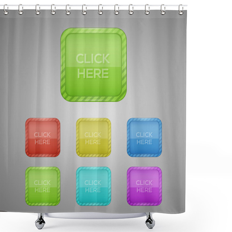 Personality  Set Of Colorful Buttons. Vector Illustration Shower Curtains