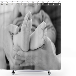 Personality  Child's Feet In Mother's Hands  Shower Curtains