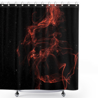Personality  Red Spiritual Smoke In Space With Stars On Black Background Shower Curtains