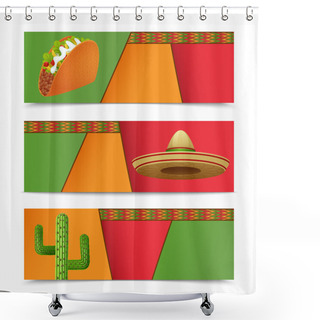 Personality  Mexican Banners Horizontal Shower Curtains