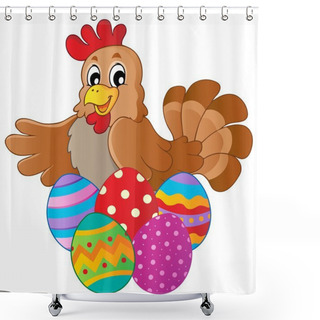 Personality  Hen With Various Easter Eggs Shower Curtains