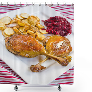 Personality  Duck Confit With Beetroots And Jerusalem Artichokes Fries Shower Curtains