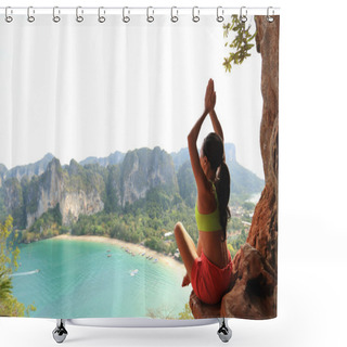 Personality  Healthy Lifestyle Woman Practice Yoga Shower Curtains