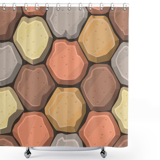 Personality  Seamless Cartoon Stone Texture. Vector Illustration. Shower Curtains