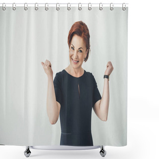 Personality  Happy Mature Woman Shower Curtains