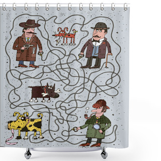 Personality  Visual Puzzle - Untangle The Leashes Shower Curtains