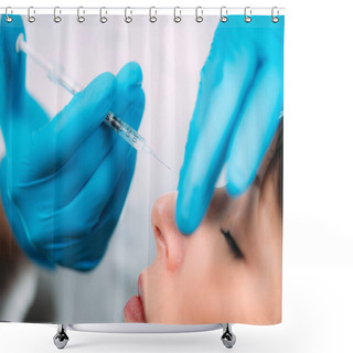 Personality  Dermal Fillers Face Treatment. Doctor Contouring Womens Nose Bridge For Dermal Filler Face Injections.  Shower Curtains