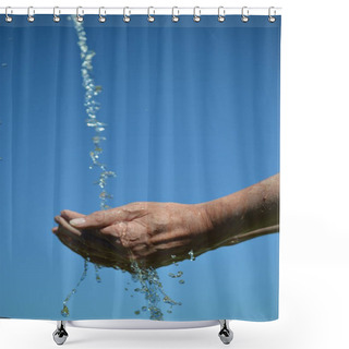 Personality  Water Flowing From The Sky Into Open Cupped Hands Shower Curtains