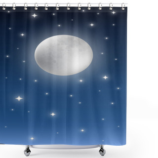 Personality  Full Moon On Starry Night Sky Background Shower Curtains