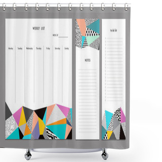 Personality  Weekly Planner Template. Organizer And Schedule Shower Curtains