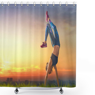 Personality  Woman In Fashionable Sportswear Shower Curtains