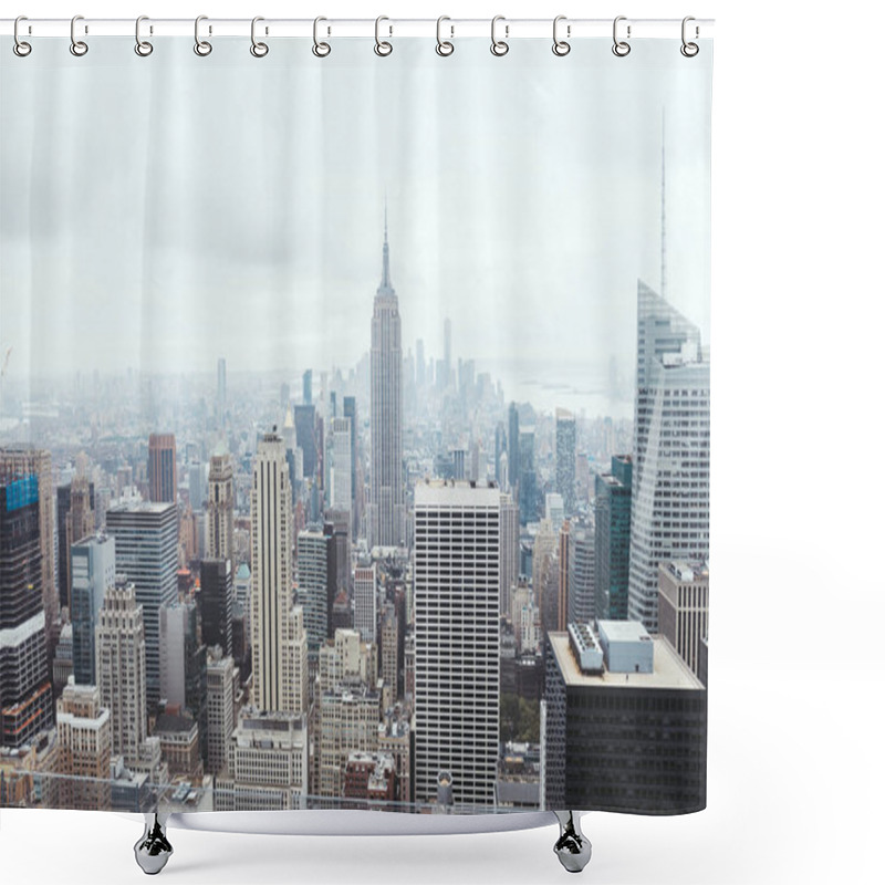 Personality  aerial view of architecture on new york city, usa shower curtains