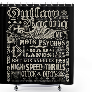 Personality  Outlaw Racing Vintage Poster T-shirt Graphic Shower Curtains