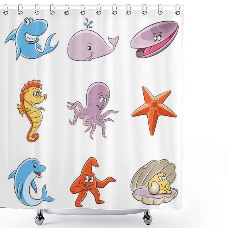 Personality  Sea Animals Cartoon Shower Curtains