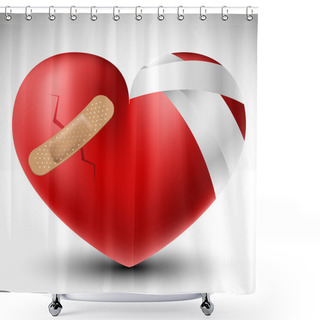 Personality  Broken Heart With Bandage Shower Curtains