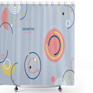 Personality  Abstract Geometric Template With Circle Shapes And Dots Pattern On Pastel Background. Design With Copy Space For Text. Vector Illustration. Shower Curtains