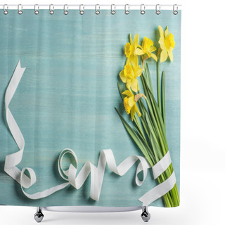 Personality  Yellow Daffodils And Ribbon Shower Curtains