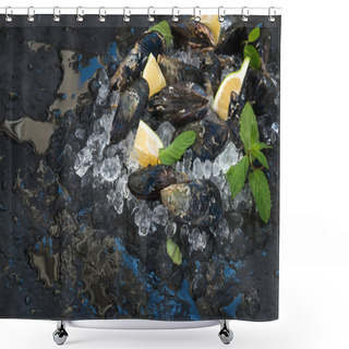 Personality  Fresh Uncooked Mussels Shower Curtains