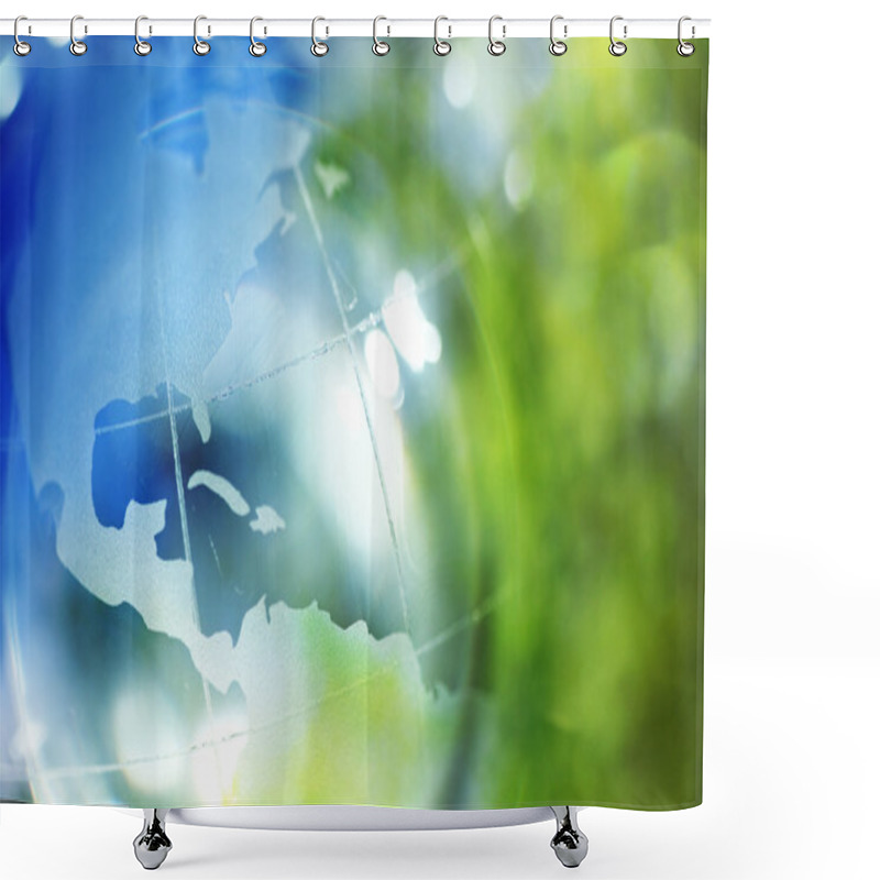 Personality  Blue And Green Earth Background Shower Curtains