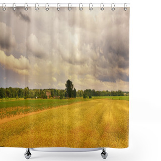 Personality  Wheat Field Landscape Before Storm Shower Curtains