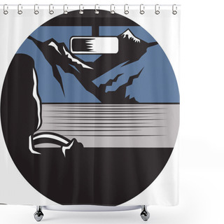 Personality  Driver Looking Mountain Pass Oval Woodcut Shower Curtains