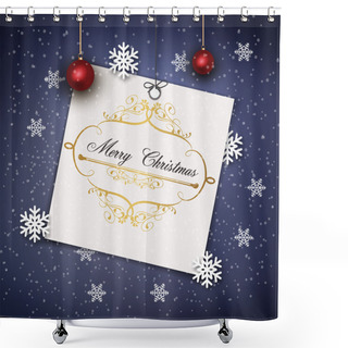 Personality  Greeting Card With A Background Made Of Snowflakes Shower Curtains