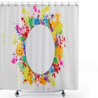 Personality  Circle Frame Of Colorful Traditional Powder, Isolated On White, Traditional Indian Festival Of Colours Shower Curtains