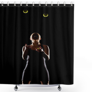 Personality  Woman Juggling With Tennis Balls  Shower Curtains